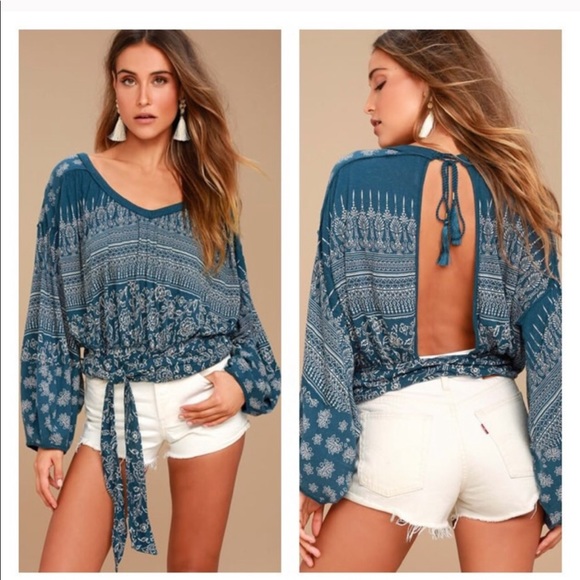 Free People Weekend Warrior print top - Picture 2 of 8